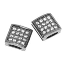 Bead Micro Square Copper Zircon Pave DIY Beaded Bracelet Jewelry Accessory
