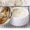 Bee Honeycomb Embossed Ceramic Trinkets Box with Lid Bee Insect Showcase