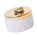 Bee Honeycomb Embossed Ceramic Trinkets Box with Lid Bee Insect Showcase