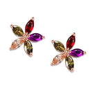 Fancy Colorful Flower Ear Studs Cute Girl Zirconia Metal Earring for Women