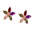 Fancy Colorful Flower Ear Studs Cute Girl Zirconia Metal Earring for Women