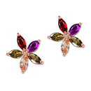Fancy Colorful Flower Ear Studs Cute Girl Zirconia Metal Earring for Women