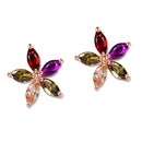 Fancy Colorful Flower Ear Studs Cute Girl Zirconia Metal Earring for Women
