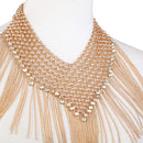Fashion Women Alloy Body Chain Rhinestone Necklace Wedding Gift Gold