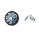 Vintage Black Blue Lotus Flower Lotus Enamel Lapel Pin Collar Brooch Pin