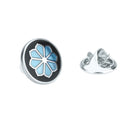 Vintage Black Blue Lotus Flower Lotus Enamel Lapel Pin Collar Brooch Pin