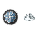 Vintage Black Blue Lotus Flower Lotus Enamel Lapel Pin Collar Brooch Pin