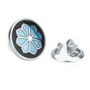 Vintage Black Blue Lotus Flower Lotus Enamel Lapel Pin Collar Brooch Pin