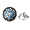 Vintage Black Blue Lotus Flower Lotus Enamel Lapel Pin Collar Brooch Pin