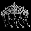 Women Fashion Tassel Bridal Crystal Crown Silver Princess Tiaras Headwear