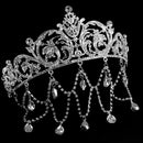 Women Fashion Tassel Bridal Crystal Crown Silver Princess Tiaras Headwear
