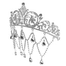 Women Fashion Tassel Bridal Crystal Crown Silver Princess Tiaras Headwear