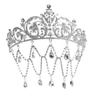 Women Fashion Tassel Bridal Crystal Crown Silver Princess Tiaras Headwear
