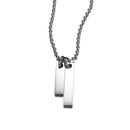 Silver Double Rectangle Stainless Steel Tag Pendant Ball Chain Necklace