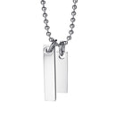 Silver Double Rectangle Stainless Steel Tag Pendant Ball Chain Necklace