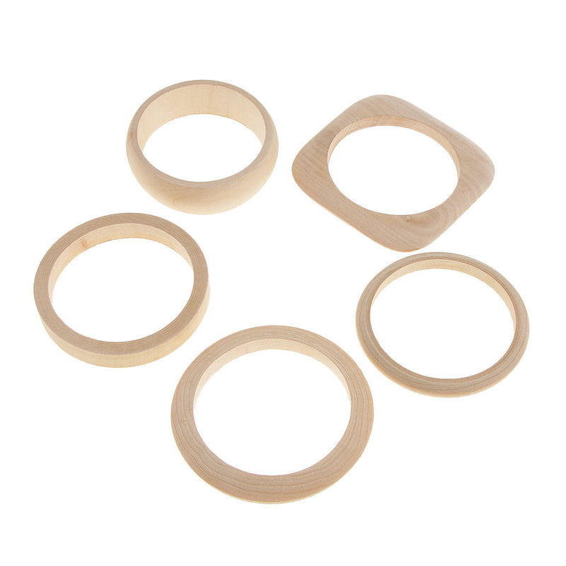 1 Set 11pcs Natural Unfinished Assorted Wood Cuff Bangle 8pcs Earring Dangle DIY Crafts Making Crafts