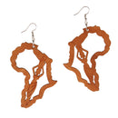 Vintage Brown Hollow Dangler African Map Earrings Women Wood Fashion Jewelry