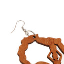 Vintage Brown Hollow Dangler African Map Earrings Women Wood Fashion Jewelry