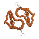 Vintage Brown Hollow Dangler African Map Earrings Women Wood Fashion Jewelry
