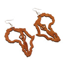 Vintage Brown Hollow Dangler African Map Earrings Women Wood Fashion Jewelry