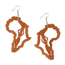 Vintage Brown Hollow Dangler African Map Earrings Women Wood Fashion Jewelry