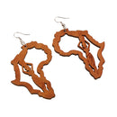 Vintage Brown Hollow Dangler African Map Earrings Women Wood Fashion Jewelry