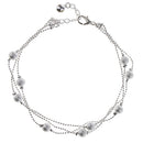 24.5cm Fancy Silver Plated Tiny Beads Three Layers Anklet Craft Metal Bell Footbare Chain