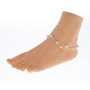 24.5cm Fancy Silver Plated Tiny Beads Three Layers Anklet Craft Metal Bell Footbare Chain