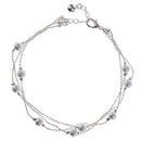 24.5cm Fancy Silver Plated Tiny Beads Three Layers Anklet Craft Metal Bell Footbare Chain