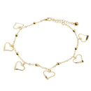 27cm Gold Heart Crystal Anklets Fancy Craft Adjustable Metal Ankle Chain