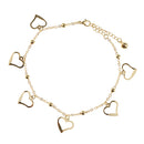 27cm Gold Heart Crystal Anklets Fancy Craft Adjustable Metal Ankle Chain