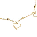 27cm Gold Heart Crystal Anklets Fancy Craft Adjustable Metal Ankle Chain