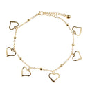 27cm Gold Heart Crystal Anklets Fancy Craft Adjustable Metal Ankle Chain