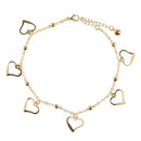 27cm Gold Heart Crystal Anklets Fancy Craft Adjustable Metal Ankle Chain