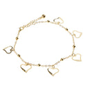 27cm Gold Heart Crystal Anklets Fancy Craft Adjustable Metal Ankle Chain