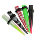 5 Pair Assorted Colors Straight Taper with O ring Ear Stretching 8mm(0G)