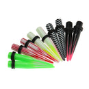 5 Pair Assorted Colors Straight Taper with O ring Ear Stretching 8mm(0G)
