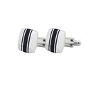 1 Pair Black Enamel Striped Square Cufflinks Wedding Groom Husbans Gifts