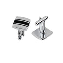 1 Pair Black Enamel Striped Square Cufflinks Wedding Groom Husbans Gifts