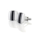 1 Pair Black Enamel Striped Square Cufflinks Wedding Groom Husbans Gifts