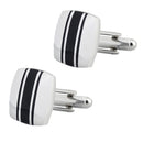 1 Pair Black Enamel Striped Square Cufflinks Wedding Groom Husbans Gifts