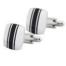 1 Pair Black Enamel Striped Square Cufflinks Wedding Groom Husbans Gifts
