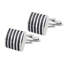 Fashion Males Brass Black Square Striped Cufflinks Simple Business Cufflinks