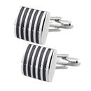 Fashion Males Brass Black Square Striped Cufflinks Simple Business Cufflinks