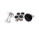 6 Pcs Fashion Formal Costume Shirt Round Black Cufflinks And Studs Set