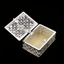Rhinestone Hollow Storage Box Silver Plated Trinkets Magnet Clasp Case Decorations