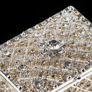 Rhinestone Hollow Storage Box Silver Plated Trinkets Magnet Clasp Case Decorations