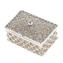 Rhinestone Hollow Storage Box Silver Plated Trinkets Magnet Clasp Case Decorations