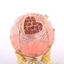 Pink Enamel Rhinestone Easter Egg Jewelry Storage Box Wedding Ring Holder