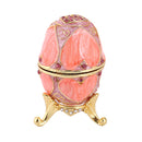 Pink Enamel Rhinestone Easter Egg Jewelry Storage Box Wedding Ring Holder